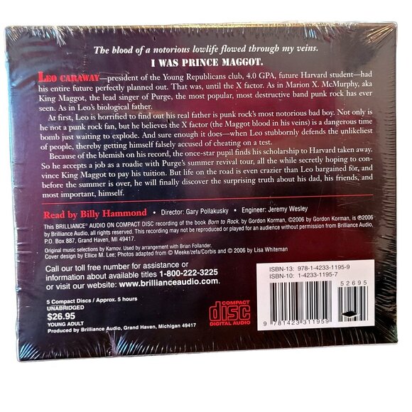 Born to Rock Audio Book by Gordon Korman, Billy Hammond (Reader) 37120ab - Picture 2 of 2